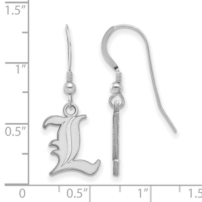 Sterling Silver Rhodium Plated Logoart University Of Louisville Letter L Small Dangle Wire Earrings