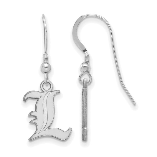 Sterling Silver Rhodium Plated Logoart University Of Louisville Letter L Small Dangle Wire Earrings
