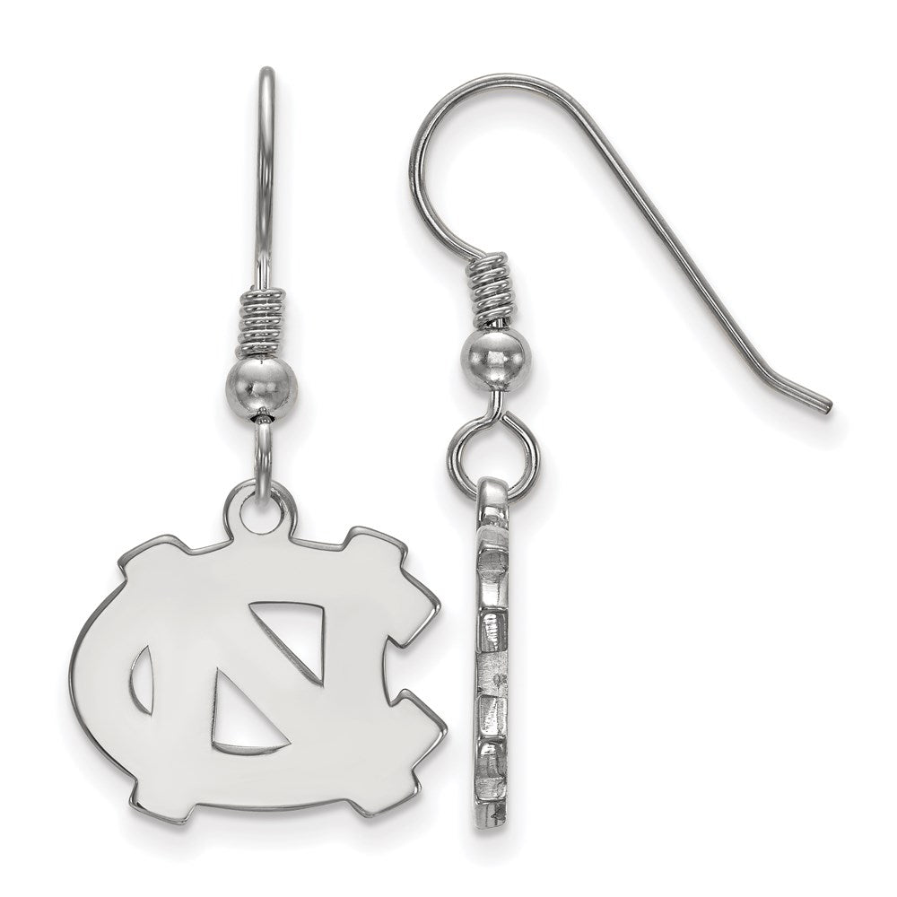 Sterling Silver Rhodium Plated Logoart University Of North Carolina N C Small Dangle Wire Earrings