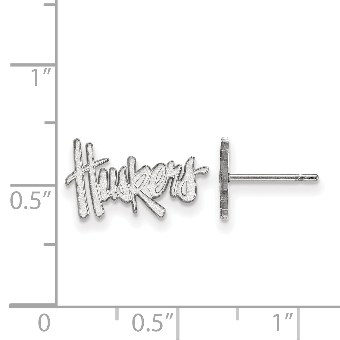Sterling Silver Rhodium Plated Logoart University Of Nebraska Huskers Extra Small Post Earrings