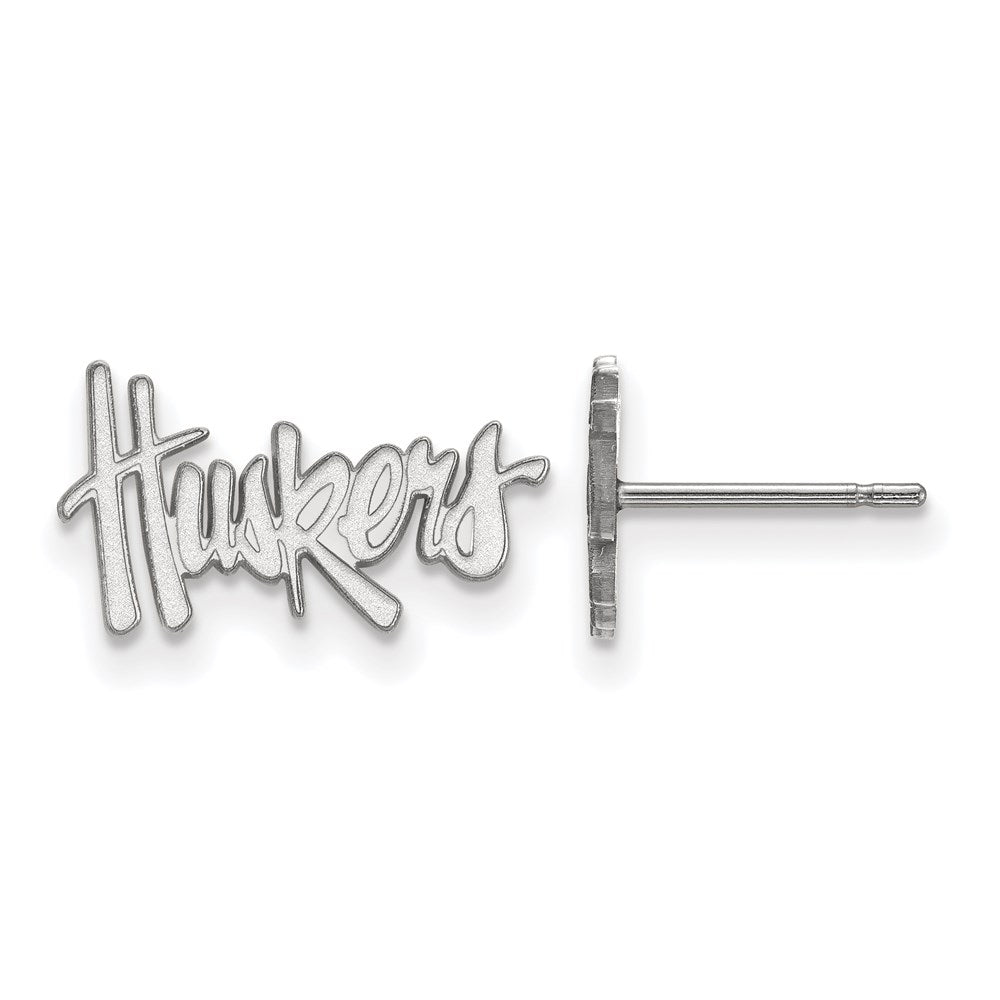 10K White Gold Logoart University Of Nebraska Huskers Extra Small Post Earrings