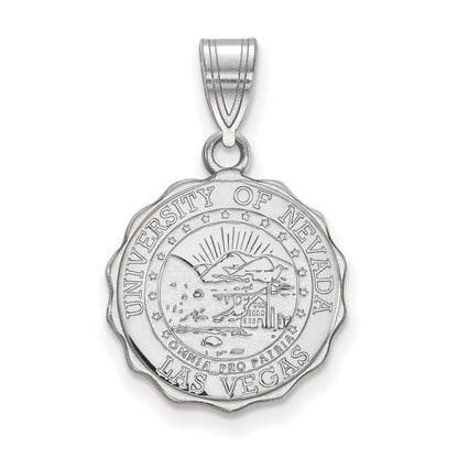 Sterling Silver Rhodium Plated Logoart University Of Nevada Las Vegas Medium Crest Pendant