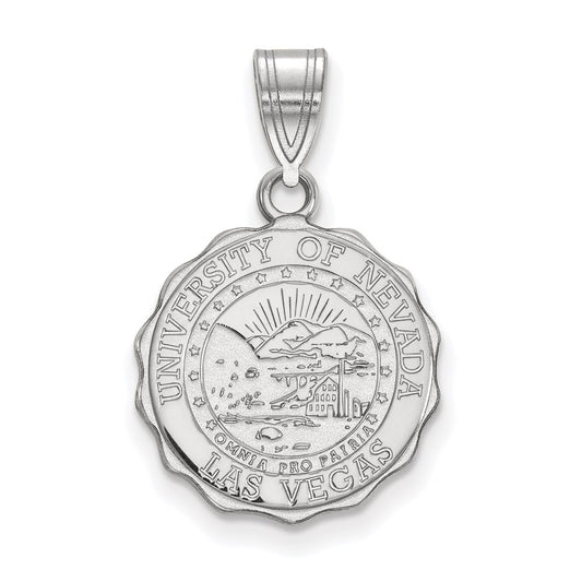 Sterling Silver Rhodium Plated Logoart University Of Nevada Las Vegas Medium Crest Pendant
