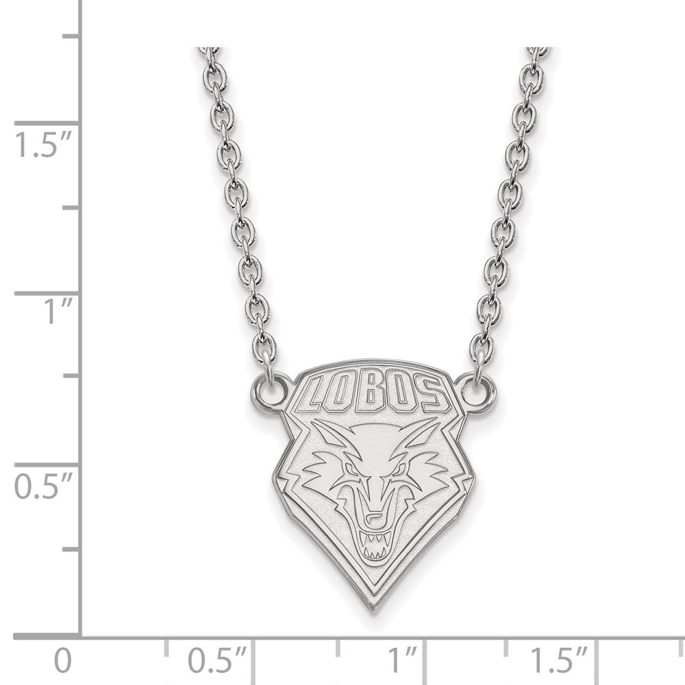 10K White Gold Logoart University Of New Mexico Large Pendant 18 Inch Necklace