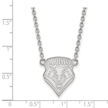 Sterling Silver Rhodium Plated Logoart University Of New Mexico Large Pendant 18 Inch Necklace