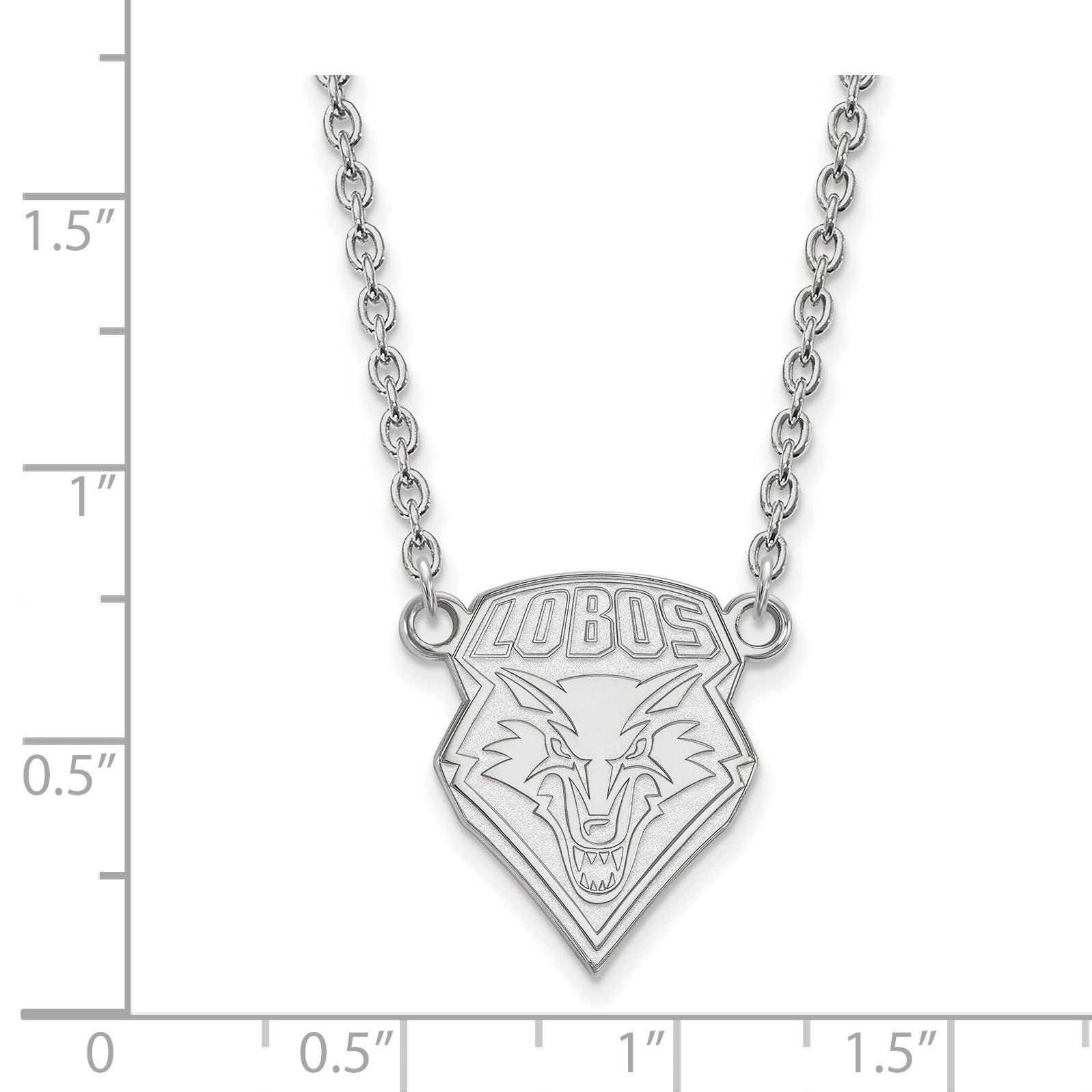 Sterling Silver Rhodium Plated Logoart University Of New Mexico Large Pendant 18 Inch Necklace