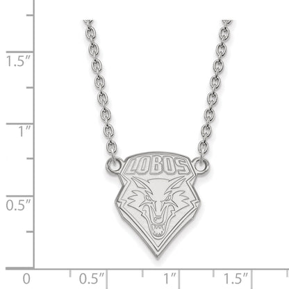 Sterling Silver Rhodium Plated Logoart University Of New Mexico Large Pendant 18 Inch Necklace