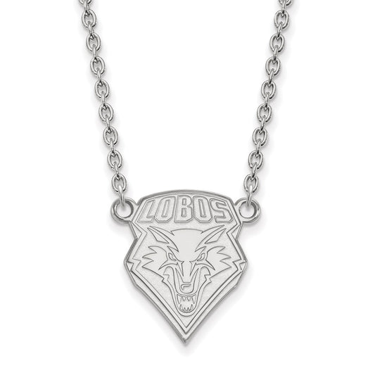 Sterling Silver Rhodium Plated Logoart University Of New Mexico Large Pendant 18 Inch Necklace