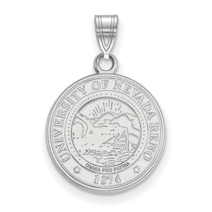 Sterling Silver Rhodium Plated Logoart University Of Nevada Reno Medium Crest Pendant