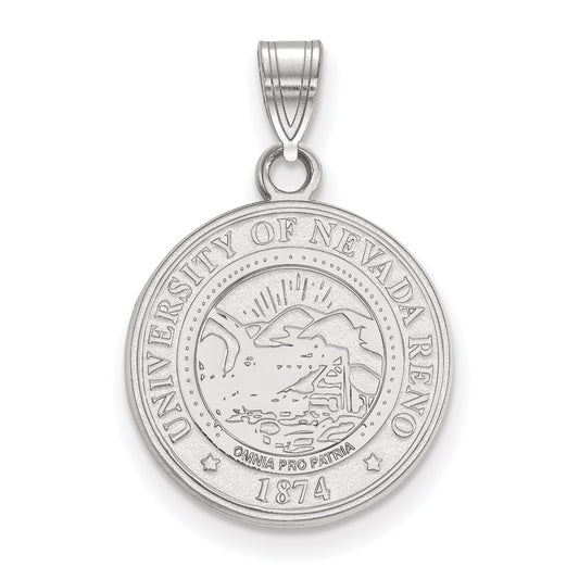 Sterling Silver Rhodium Plated Logoart University Of Nevada Reno Medium Crest Pendant