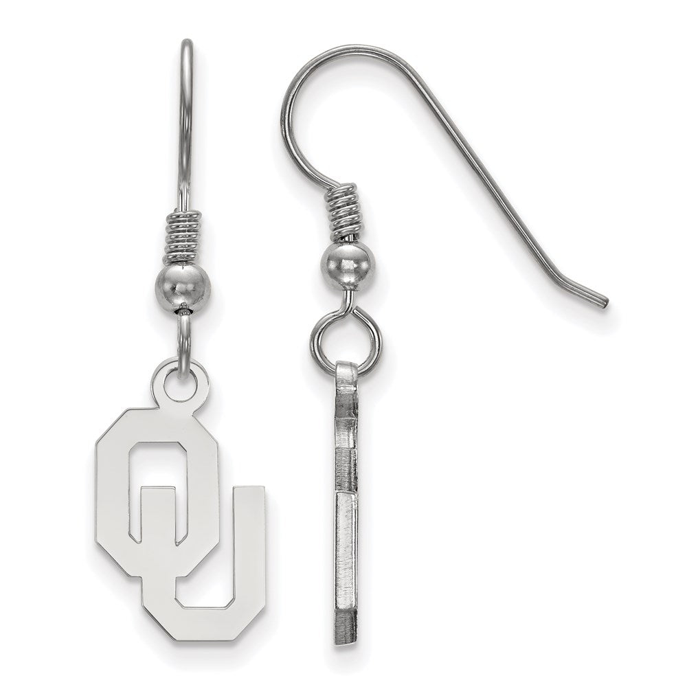 Sterling Silver Rhodium Plated Logoart University Of Oklahoma O U Small Dangle Wire Earrings