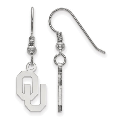 Sterling Silver Rhodium Plated Logoart University Of Oklahoma O U Small Dangle Wire Earrings