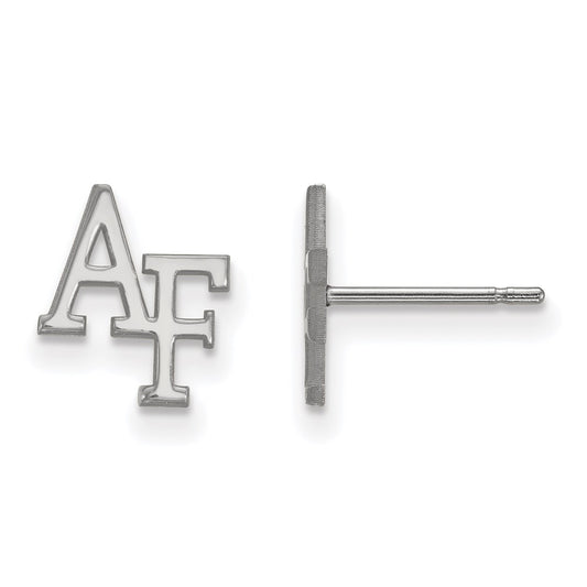 14K White Gold Logoart United States Air Force Academy A F Extra Small Post Earrings