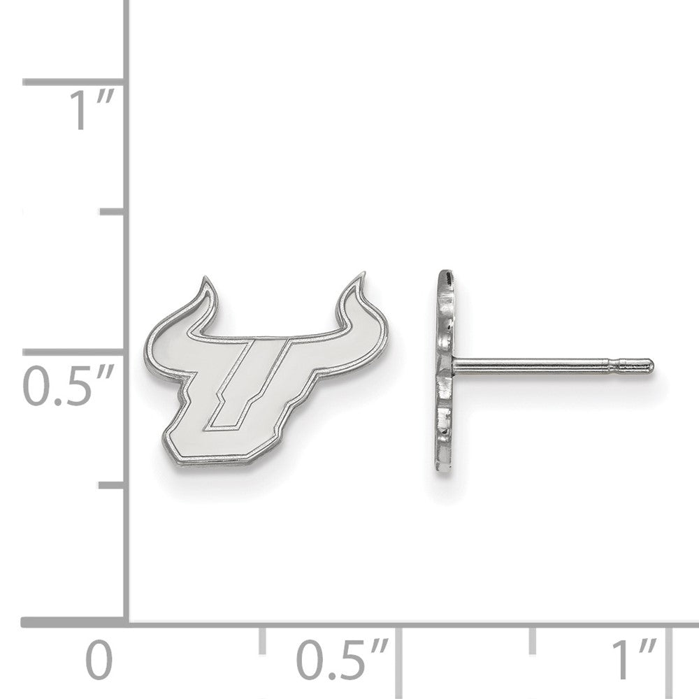 10K White Gold Logoart University Of South Florida Bull Extra Small Post Earrings