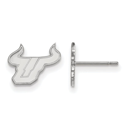 Sterling Silver Rhodium Plated Logoart University Of South Florida Bull Extra Small Post Earrings
