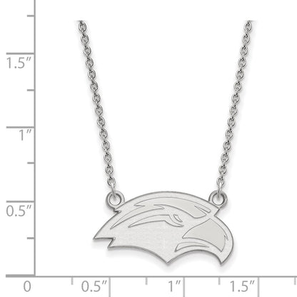 Sterling Silver Rhodium Plated Logoart University Of Southern Mississippi Eagle Small Pendant 18 Inch Necklace