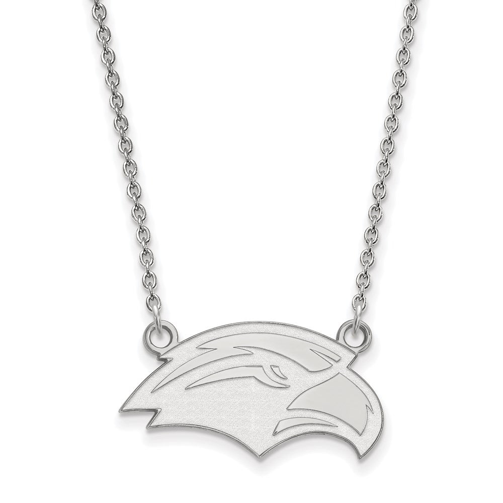 Sterling Silver Rhodium Plated Logoart University Of Southern Mississippi Eagle Small Pendant 18 Inch Necklace