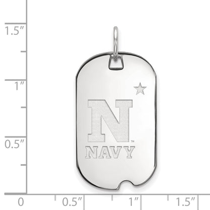 10K White Gold Logoart Us Naval Academy Small Dog Tag Pendant
