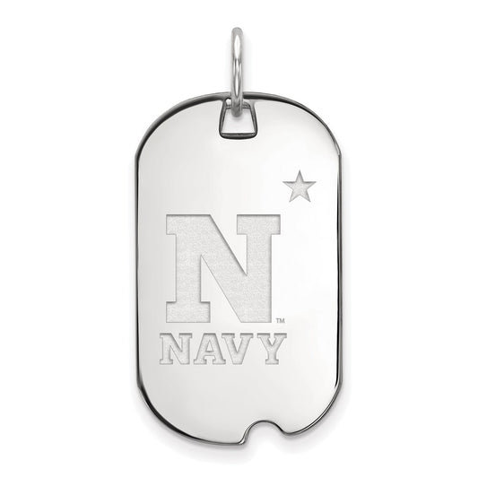 Sterling Silver Rhodium Plated Logoart Us Naval Academy Small Dog Tag Pendant