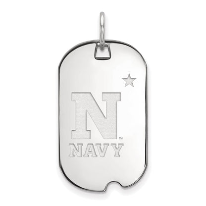 10K White Gold Logoart Us Naval Academy Small Dog Tag Pendant