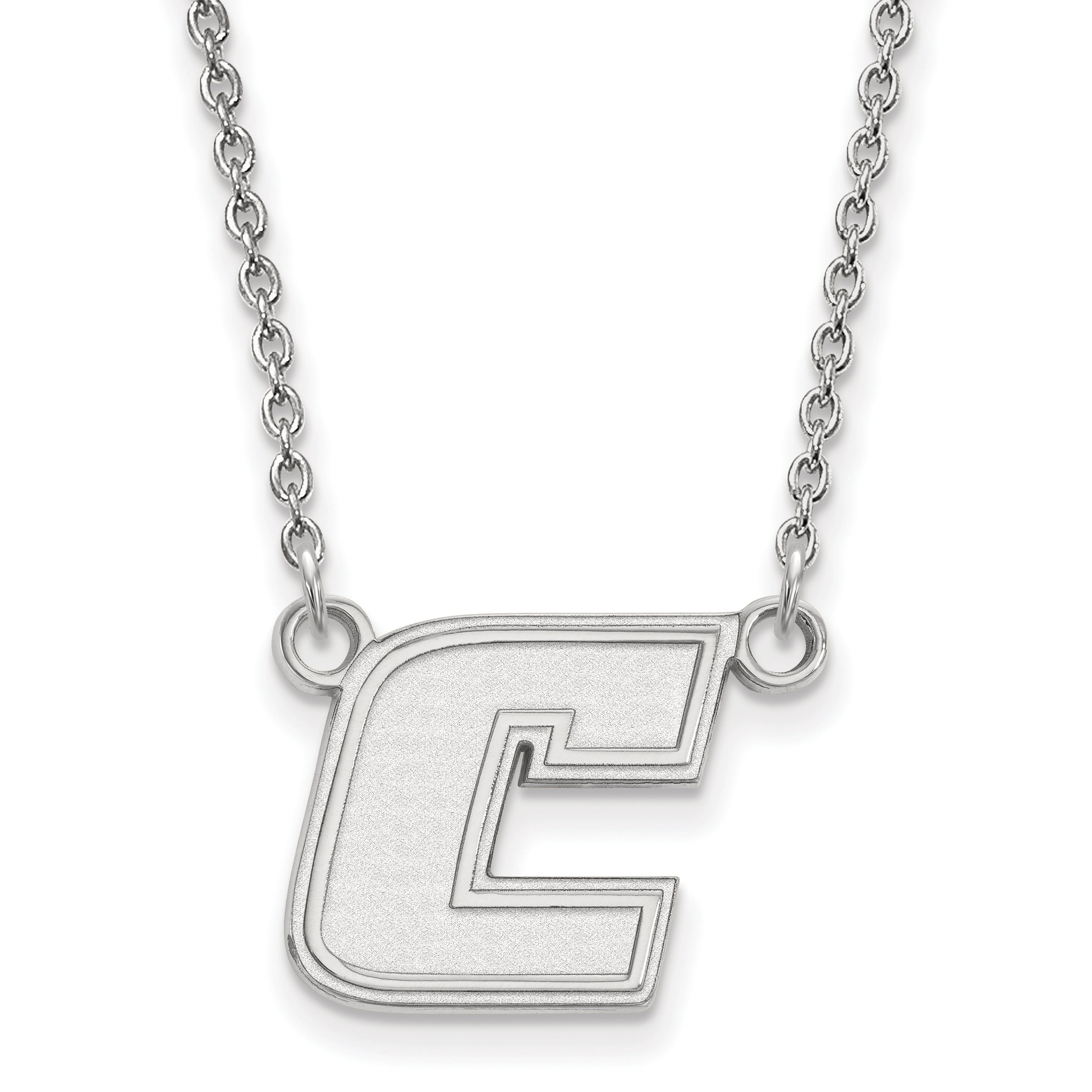 Sterling Silver Rhodium Plated Logoart University Of Tennessee At Chattanooga Letter C Small Pendant 18 Inch Necklace
