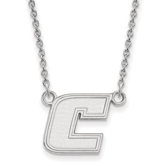 Sterling Silver Rhodium Plated Logoart University Of Tennessee At Chattanooga Letter C Small Pendant 18 Inch Necklace