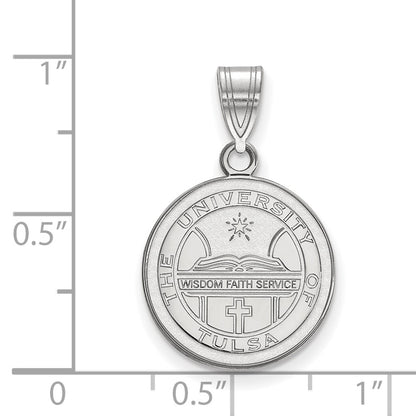 Sterling Silver Rhodium Plated Logoart University Of Tulsa Medium Crest Pendant