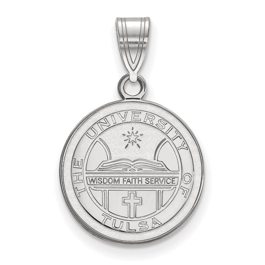 Sterling Silver Rhodium Plated Logoart University Of Tulsa Medium Crest Pendant