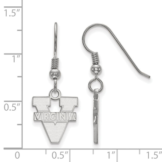 Sterling Silver Rhodium Plated Logoart University Of Virginia Small Dangle Wire Earrings