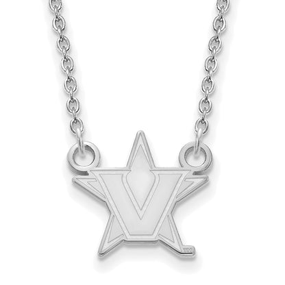 10K White Gold 10Kw Logoart Vanderbilt University Small Pendant Necklace