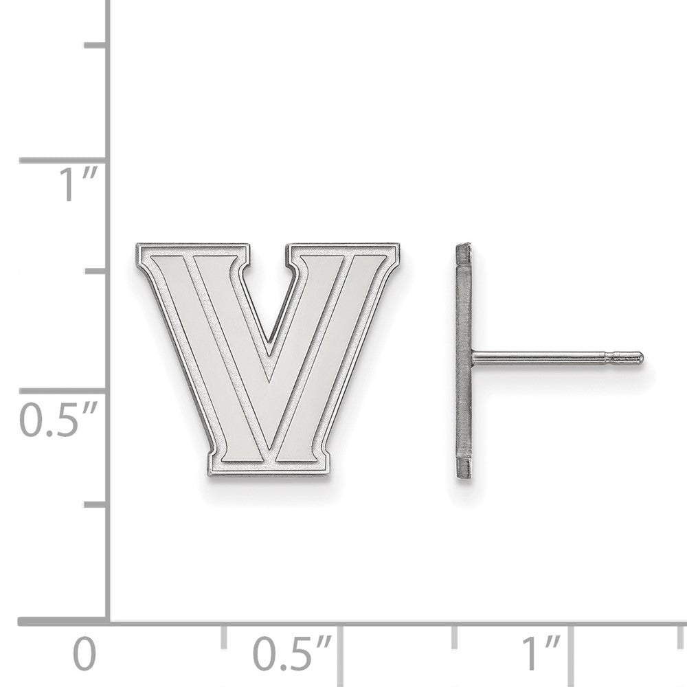 14K White Gold Logoart Villanova University Letter V Small Post Earrings