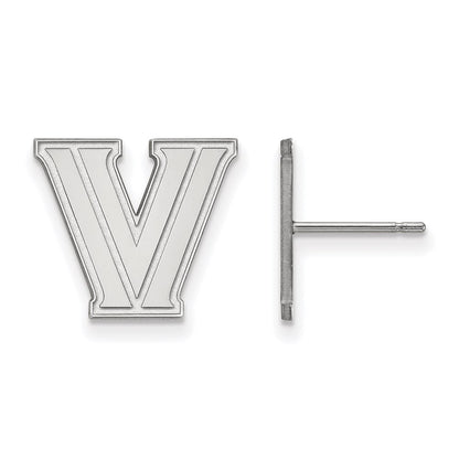 Sterling Silver Rhodium Plated Logoart Villanova University Letter V Small Post Earrings