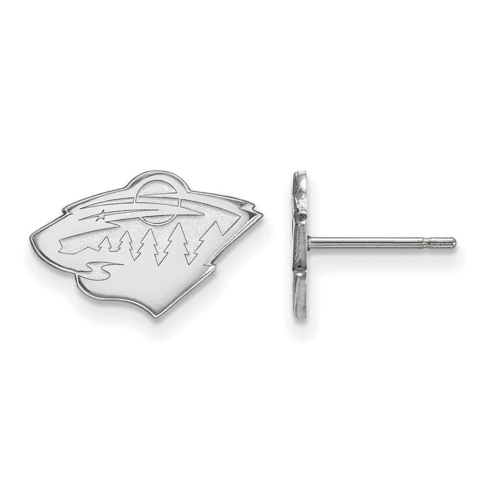 14K White Gold Nhl Logoart Minnesota Wild Extra Small Post Earrings