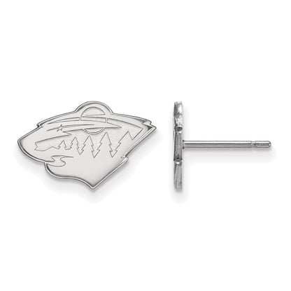 14K White Gold Nhl Logoart Minnesota Wild Extra Small Post Earrings