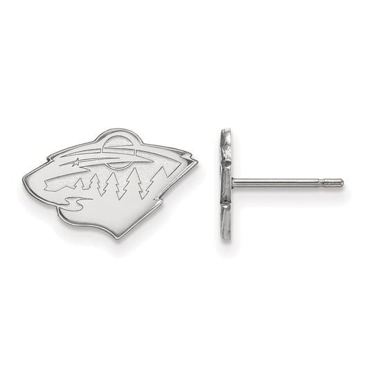 14K White Gold Nhl Logoart Minnesota Wild Extra Small Post Earrings