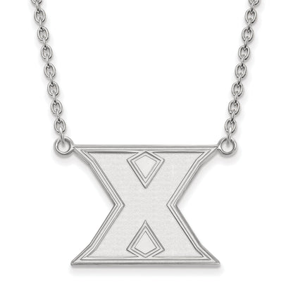 Sterling Silver Rhodium Plated Logoart Xavier University Letter X Large Pendant 18 Inch Necklace