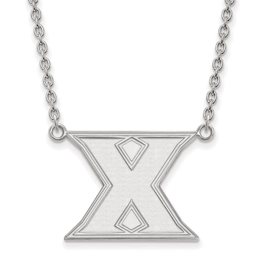 Sterling Silver Rhodium Plated Logoart Xavier University Letter X Large Pendant 18 Inch Necklace