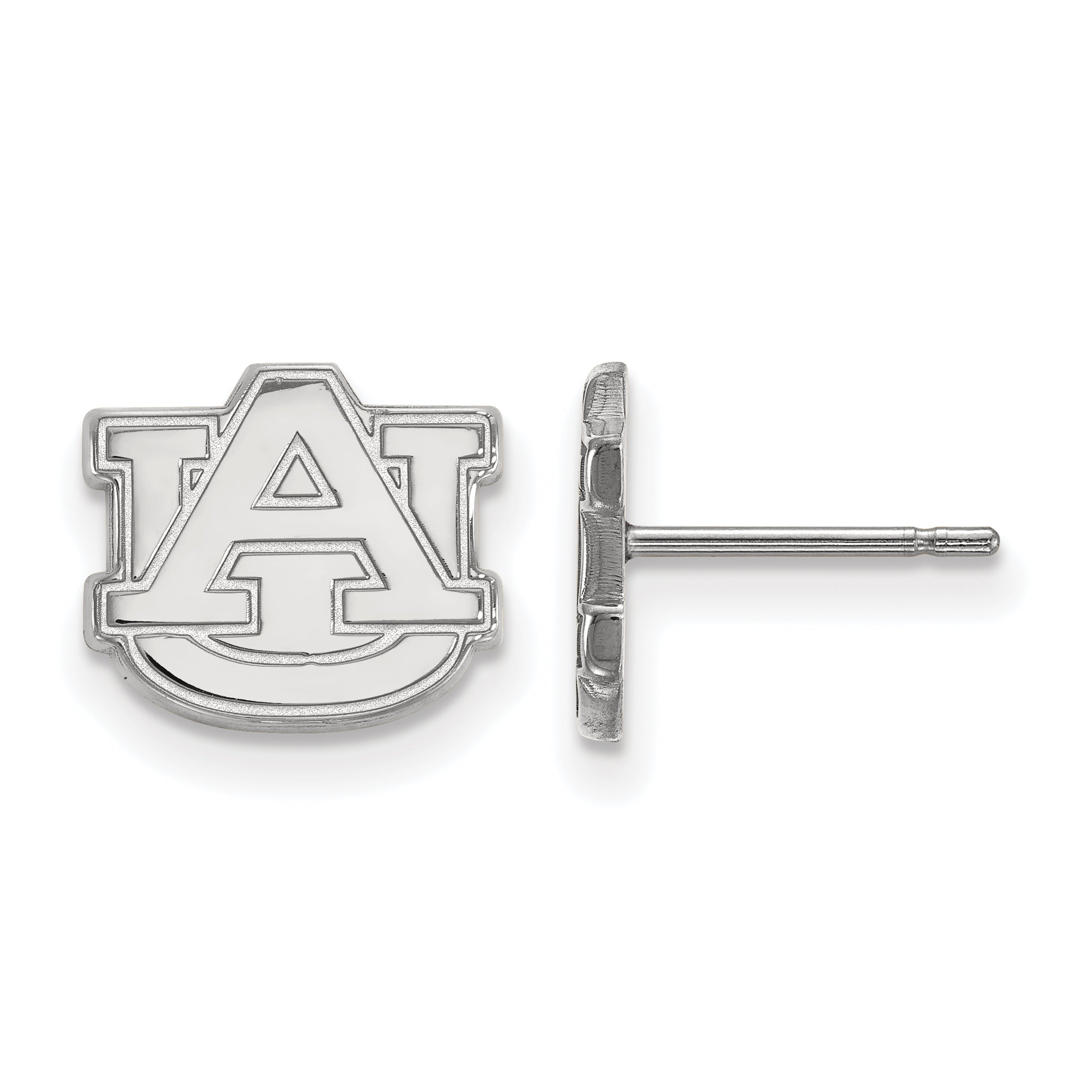 Sterling Silver Rhodium Plated Logoart Auburn University A U Extra Small Post Earrings