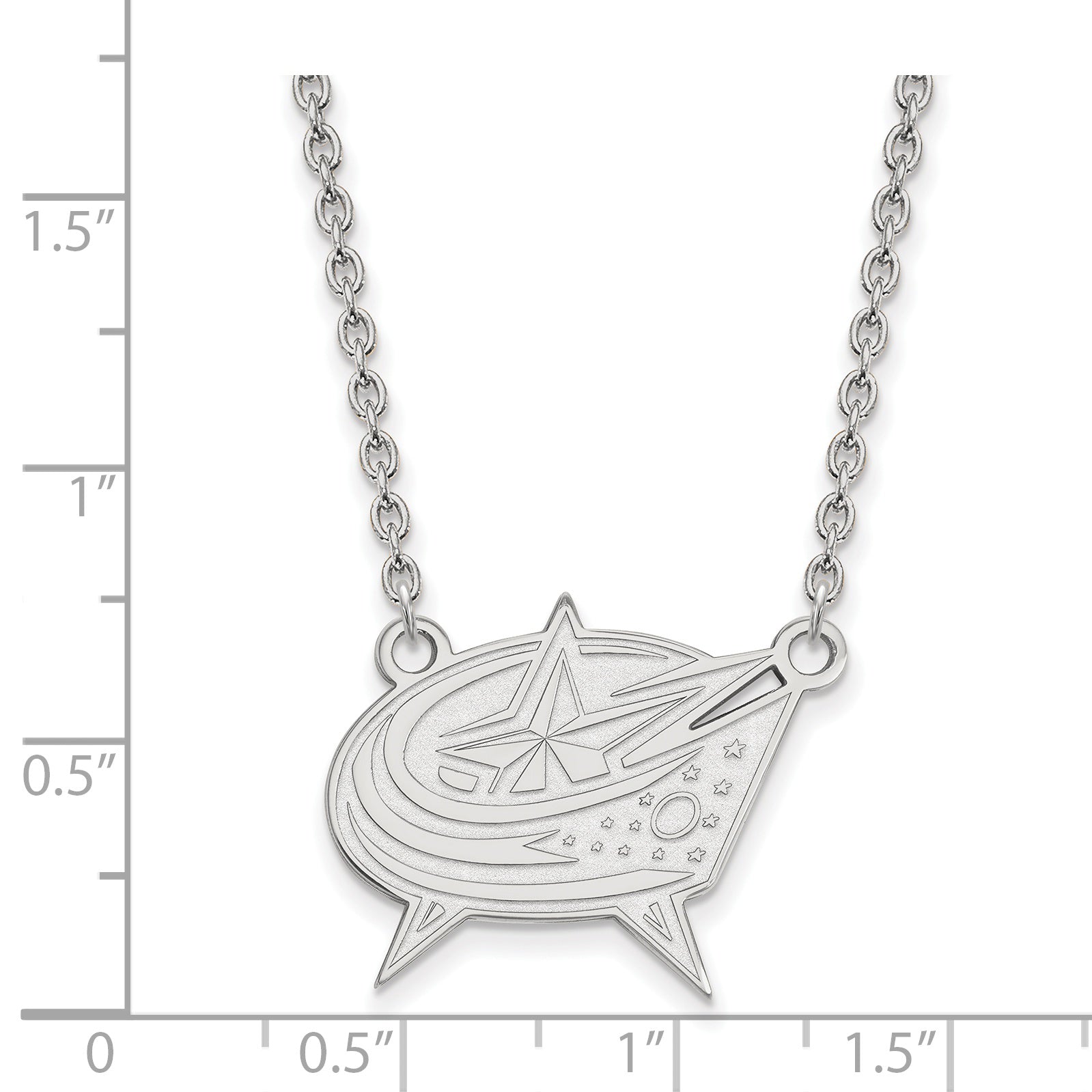 Sterling Silver Rhodium Plated Nhl Logoart Columbus Blue Jackets Large Pendant 18 Inch Necklace