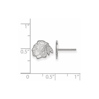 10K White Gold Nhl Logoart Chicago Blackhawks Extra Small Post Earrings