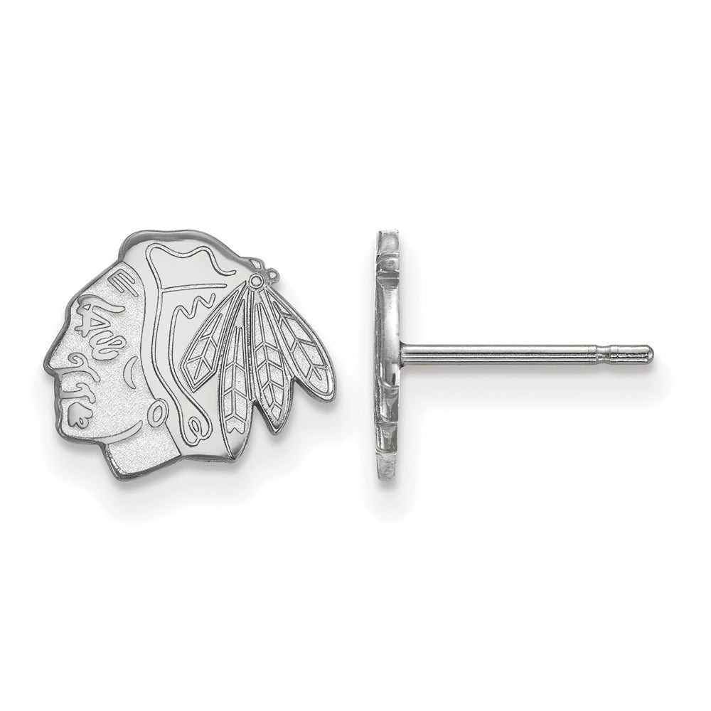 10K White Gold Nhl Logoart Chicago Blackhawks Extra Small Post Earrings