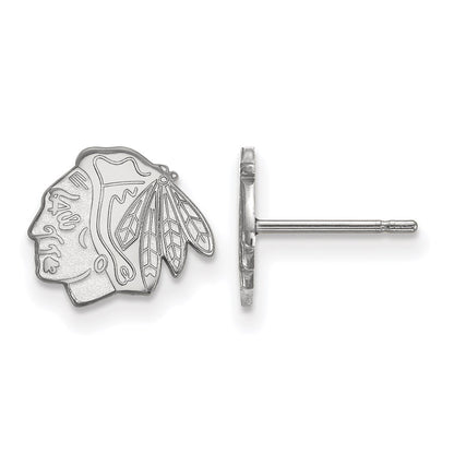 10K White Gold Nhl Logoart Chicago Blackhawks Extra Small Post Earrings