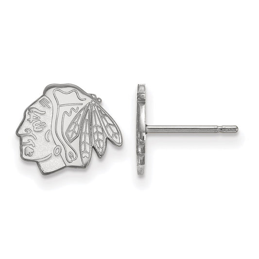 10K White Gold Nhl Logoart Chicago Blackhawks Extra Small Post Earrings