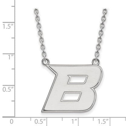 10K White Gold Logoart Boise State University Letter B Large Pendant 18 Inch Necklace
