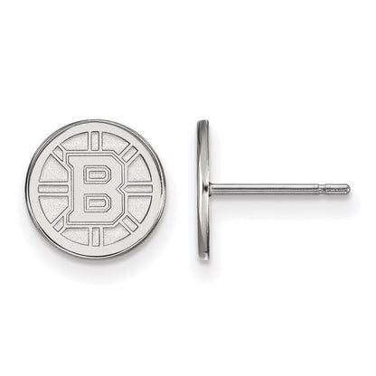 14K White Gold Nhl Logoart Boston Bruins Extra Small Post Earrings