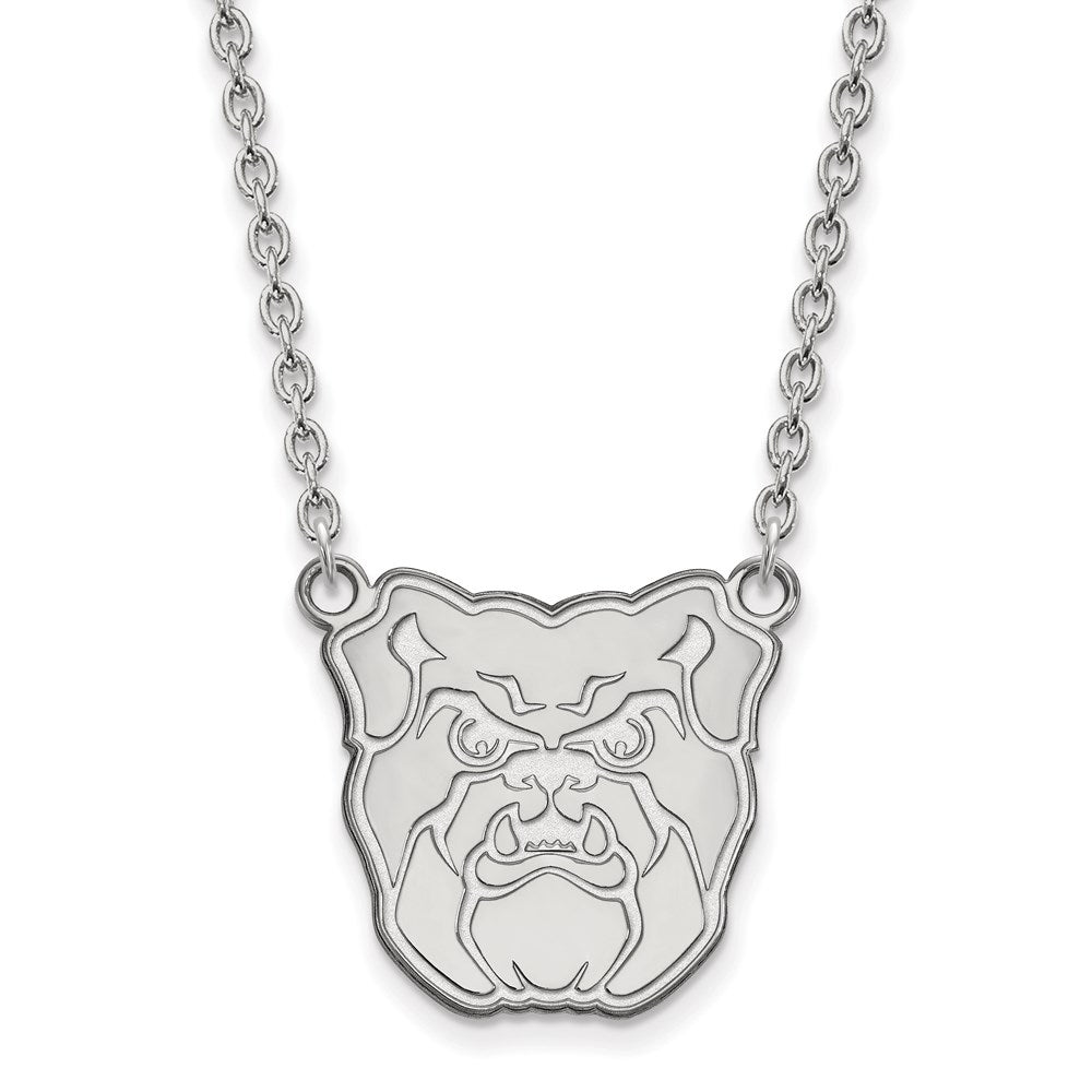 Sterling Silver Rhodium Plated Logoart Butler University Bulldog Large Pendant 18 Inch Necklace
