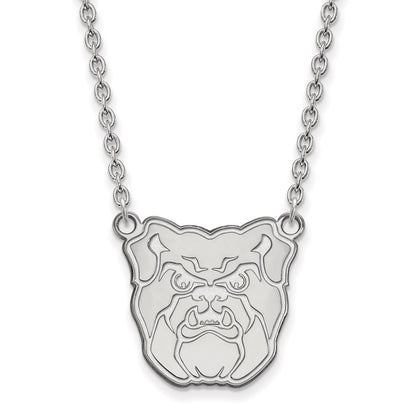 Sterling Silver Rhodium Plated Logoart Butler University Bulldog Large Pendant 18 Inch Necklace