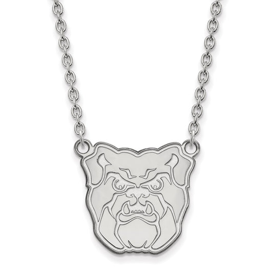Sterling Silver Rhodium Plated Logoart Butler University Bulldog Large Pendant 18 Inch Necklace