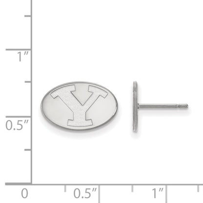 Sterling Silver Rhodium Plated Logoart Brigham Young University Letter Y Extra Small Post Earrings