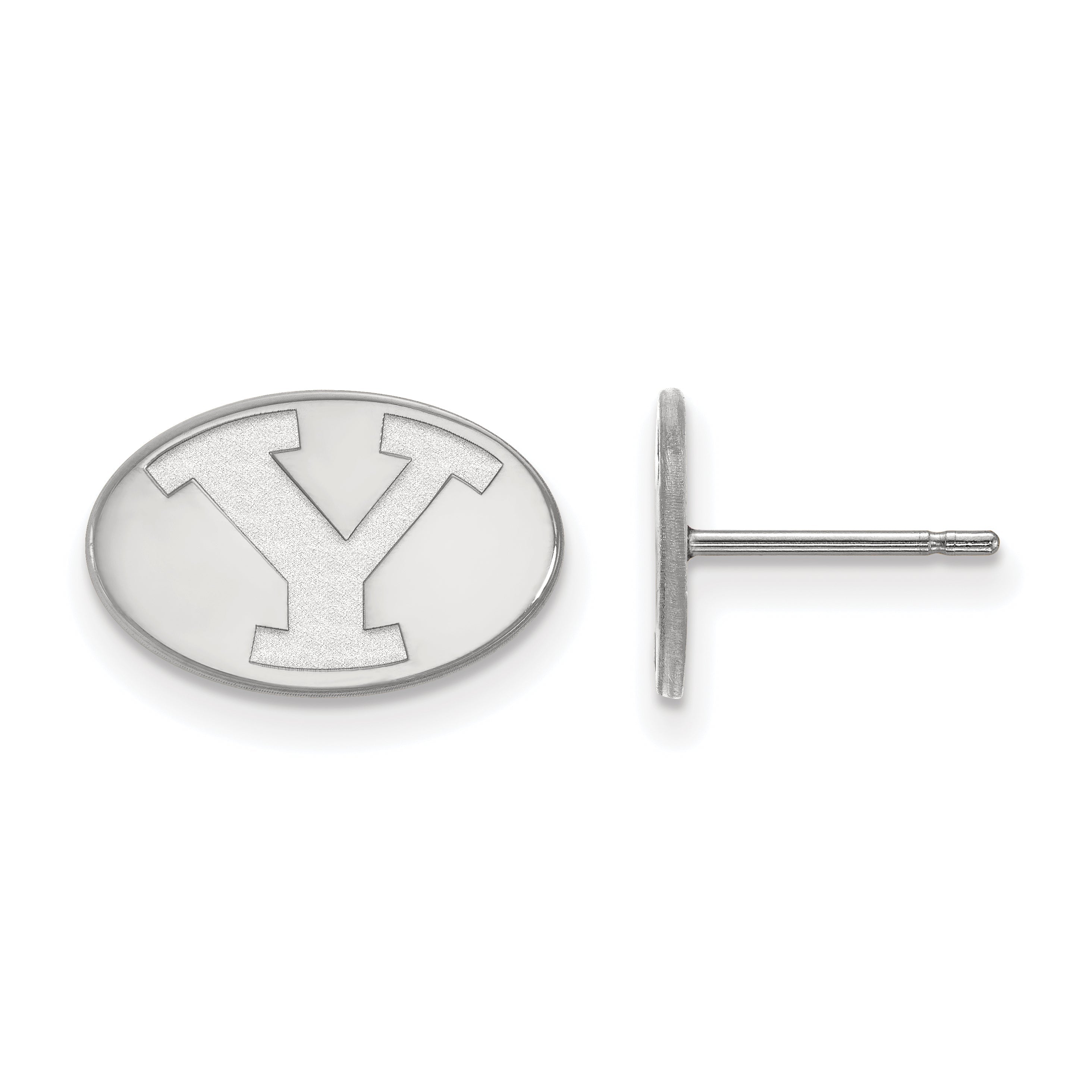 Sterling Silver Rhodium Plated Logoart Brigham Young University Letter Y Extra Small Post Earrings